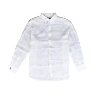 【RALPH LAUREN】POLO RALPH LAUREN 繡小馬LOGO透氣亞麻長袖襯衫(女款/白)
