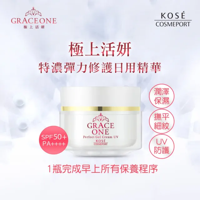 【KOSE 極上活妍】特濃彈力日夜修護保濕組100g(早白瓶 晚紅瓶/保濕小紅瓶/8小時強效保濕/保濕面霜/修護霜)