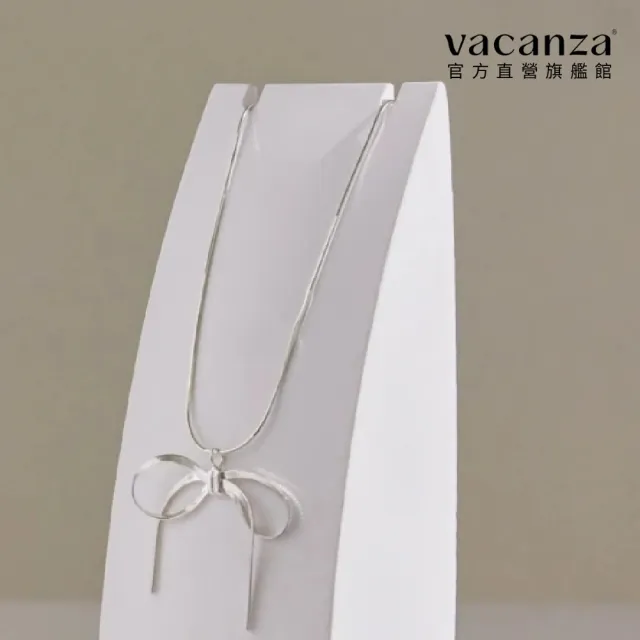 【vacanza】質感波光蝴蝶結 925純銀飾品 純銀項鍊(抗過敏 情人節禮物 生日禮物)