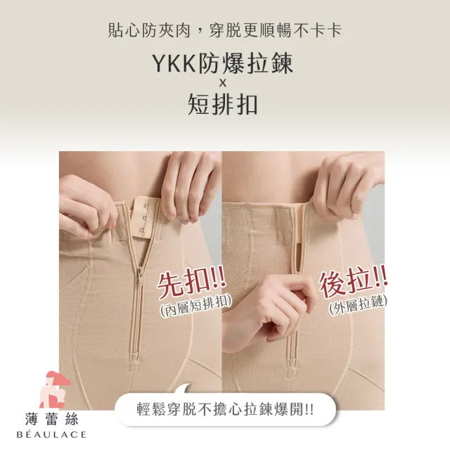 【beaulace 薄蕾絲】2件組-胯寬再見拉鍊式塑身褲 腰瘦美(中塑型)