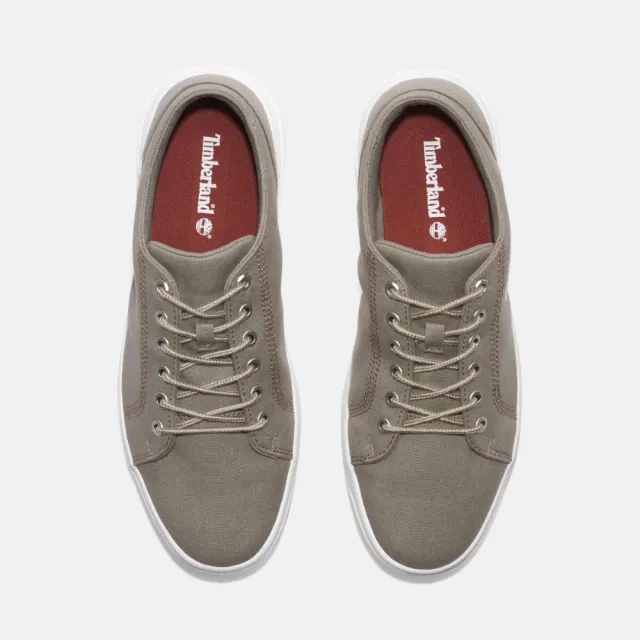 【Timberland】男款淺灰褐色低筒帆布休閒鞋(A67E1ER9)