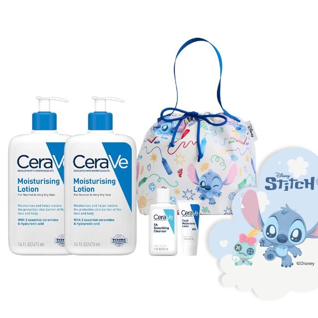 【CeraVe 適樂膚】史迪奇限量聯名組★長效清爽保濕乳 473ml雙入(彌月/臉部身體乳液/張凌赫同款)