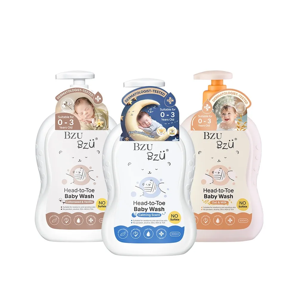 【BZU BZU】嬰兒洗髮沐浴露 600ml*3入(舒緩香/燕麥牛奶/棉花籽香草 任選)