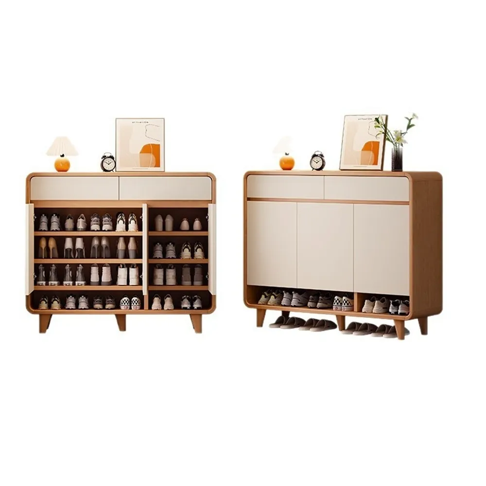 【Quality 聚家】原木風大容量鞋櫃 120cm長 開放收納門廳簡約儲物櫃   靜音鉸鏈/層板可拆/大容量