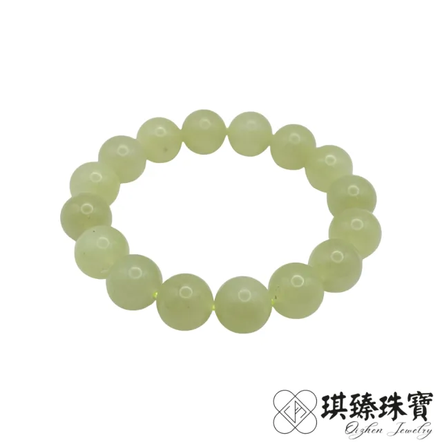 【琪臻珠寶】天然和田玉青海黃口料圓珠手珠手串(12mm_完美無裂紋_618狂歡節_限時搶購)
