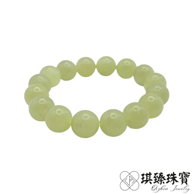【琪臻珠寶】天然和田玉青海黃口料圓珠手珠手串(12mm_完美無裂紋_618狂歡節_限時搶購)
