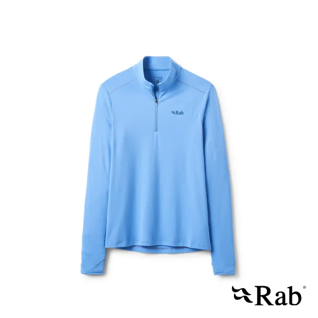 【RAB】Force LS Zip Wmns 長袖防曬抗臭立領半拉鍊排汗衣 藍知更鳥 女款 #QCC40