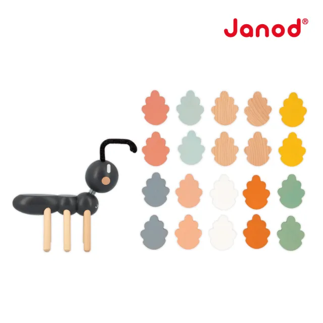 【法國Janod】北歐簡約木玩-螞蟻背樹葉(桌遊 疊疊樂 平衡遊戲 手眼協調)