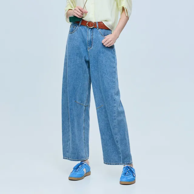 【ILEY 伊蕾】繭型牛仔寬褲(藍；M-XL；1262478605)