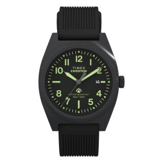 【TIMEX】天美時 遠徵系列 39毫米 簡潔錶盤 夜光指針 矽膠錶帶腕錶 黑 TXTW2Y18100