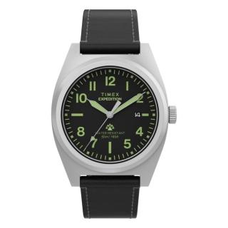 【TIMEX】天美時 遠徵系列 39毫米 日常休閒風格 天然皮革錶帶腕錶 黑 TXTW2Y30700