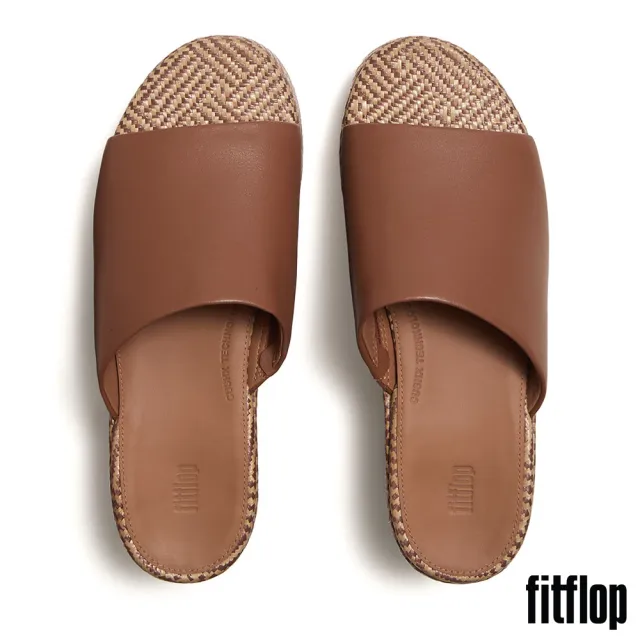 【FitFlop】PLATFFORMS 圖案編織皮革高跟涼鞋-女(深棕褐色)