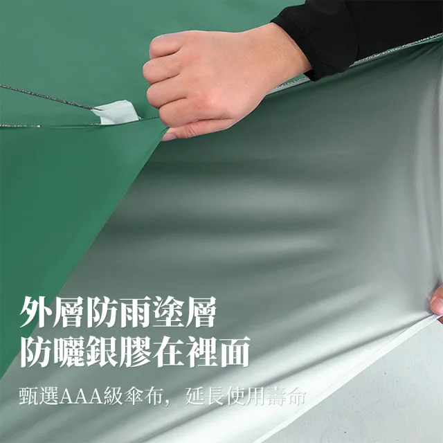 戶外遮陽傘 加固十骨擺攤傘 3.2M野餐傘 晴雨兩用扇 防曬銀膠沙灘傘+底座