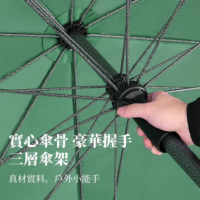 戶外遮陽傘 加固十骨擺攤傘 3.2M野餐傘 晴雨兩用扇 防曬銀膠沙灘傘+底座