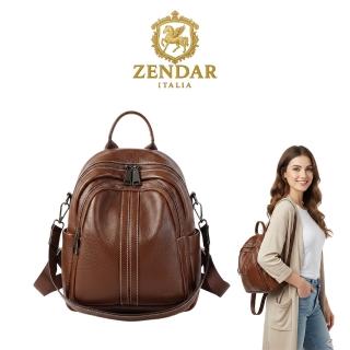 【ZENDAR】直播限定 限量1折 頂級超柔軟小牛皮後背包 艾莉克斯系列 全新專櫃展示品(咖啡色)