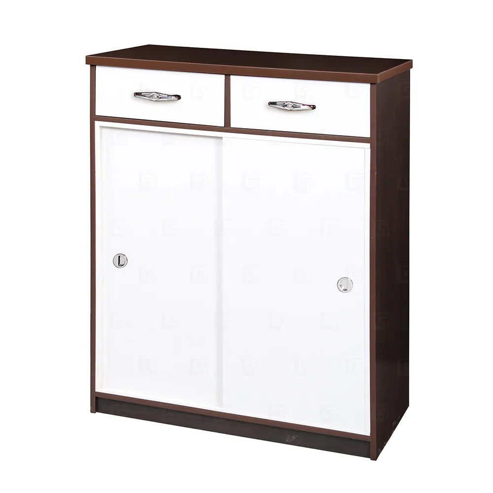 【顛覆設計】防水塑鋼2.8尺二抽推門鞋櫃(寬83x深42x高112cm)