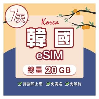 【環亞電訊】eSIM韓國7天總量20GB(24H自動發貨免等待免換卡 esim韓國 虛擬卡 韓國上網絡卡 環亞電訊)