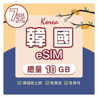 【環亞電訊】eSIM韓國7天總量10GB(24H自動發貨免等待免換卡 esim韓國 虛擬卡 韓國上網絡卡 環亞電訊)