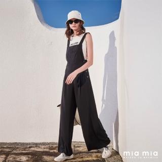 【mia mia】排釦吊帶寬口連身褲