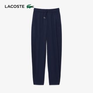 【LACOSTE】女裝-舒心質感抽繩束口休閒長褲(海軍藍)