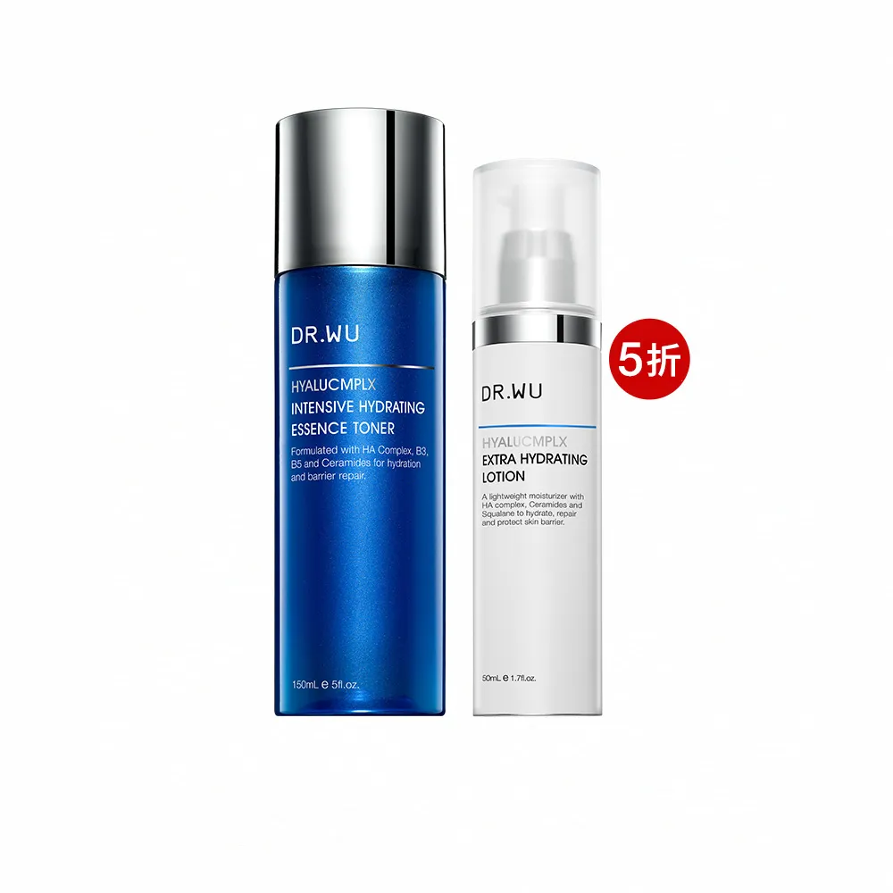 【DR.WU 達爾膚】缺水肌必備保濕組(玻尿酸化妝水150ML+玻尿酸精華乳50ML)