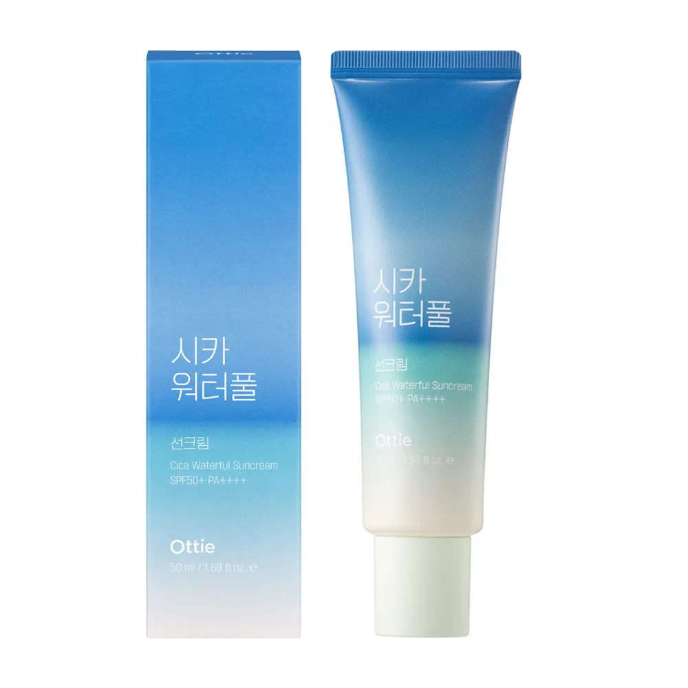 【Ottie】積雪草水感防曬乳SPF50+ PA++++  50ml(無香味 海洋友善 水感不黏膩)