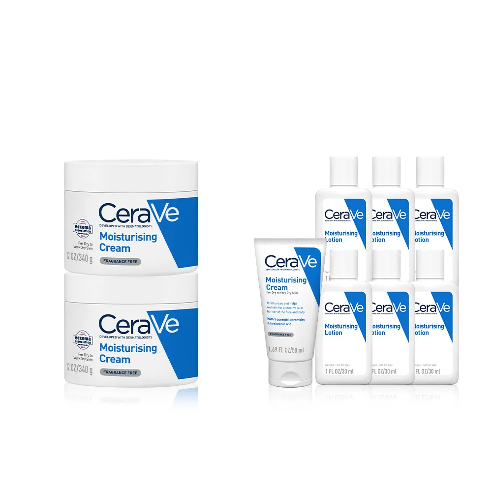 【CeraVe 適樂膚】獨家限定★長效潤澤修護霜340g 買2送7(臉部身體乳霜)