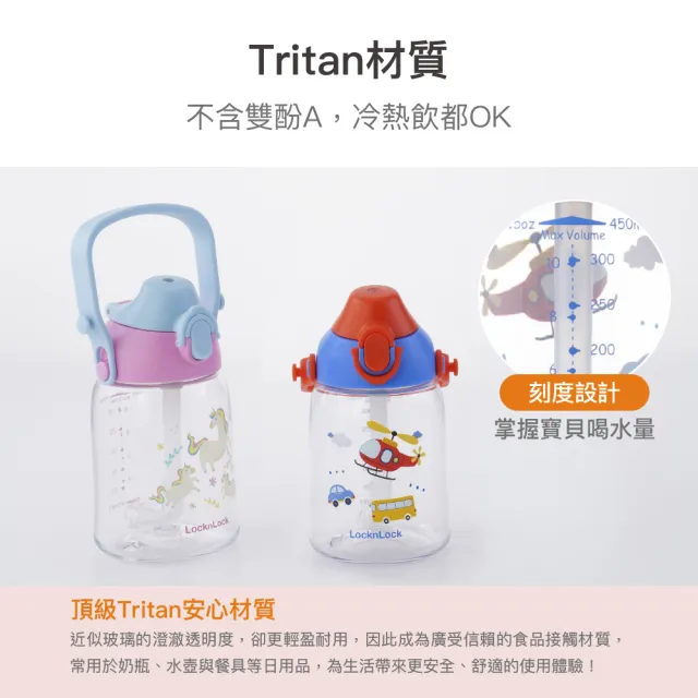 【LocknLock 樂扣樂扣】超值二入組 官方直營 兒童背帶水壺 450ml