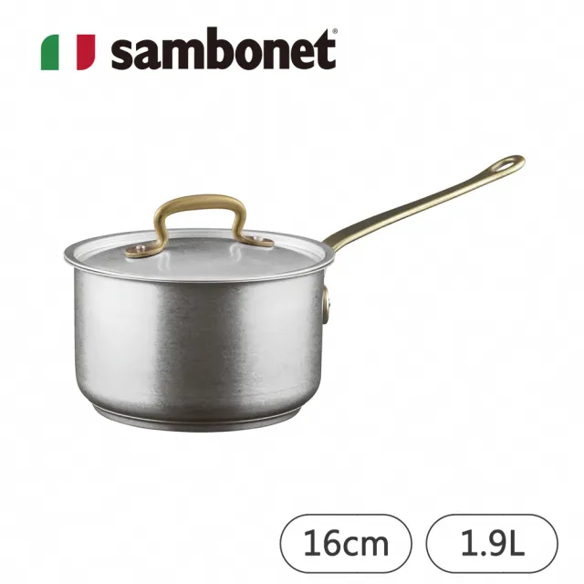 【Sambonet】IUSE研選 義大利製 1965 Vintage 不鏽鋼鍋 單手鍋 /附蓋/16cm (18-8不鏽鋼 復古鍋)