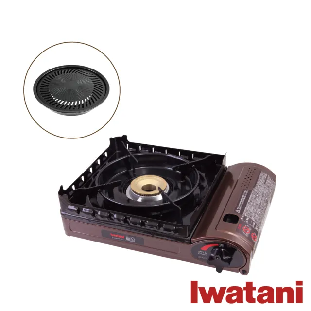 【Iwatani 岩谷】新風丸超防風卡式爐3.5kW-附收納盒-搭27cm烤肉盤(CB-KZ-2+CB-A-YPS)