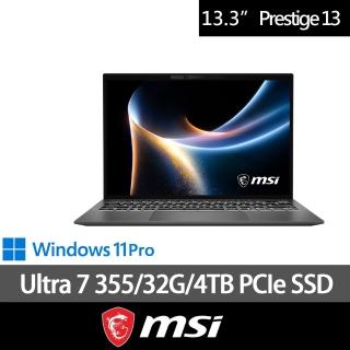 【MSI 微星】特仕版 13.3吋輕薄(Prestige 13 AI+/Ultra 7 355/32G/4TB/W11Pro/A3MG-049TW)