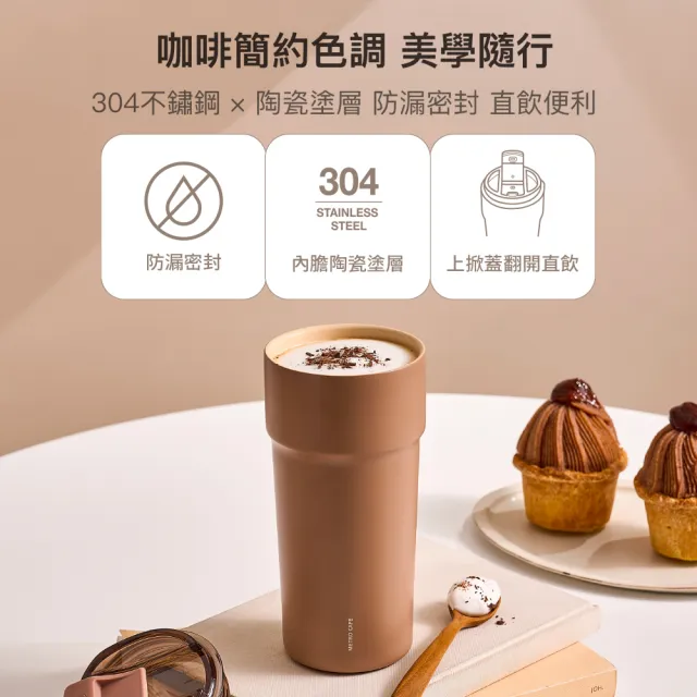 【LocknLock 樂扣樂扣】官方直營 都會瓷感咖啡隨行杯 650ml(三色任選/陶瓷內層/保溫/保冷/咖啡杯)