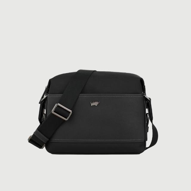 【BRAUN BUFFEL 德國小金牛】尼爾-C 橫式斜背包-黑色(BF574-62-BK) 男包送禮推薦