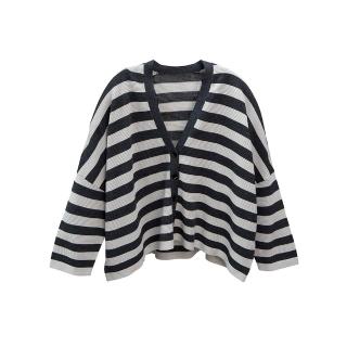 【giordano ladies】26SS 竹節紗條紋蝙蝠袖針織外套(02356012)