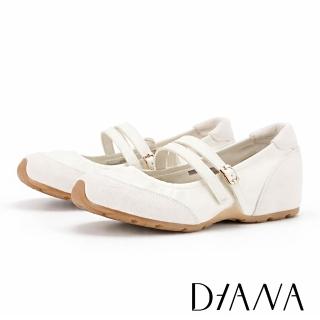 【DIANA】異材質拼接瑪莉珍休閒鞋 白色