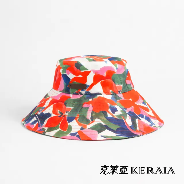 【KERAIA 克萊亞】魅力價-春花漫舞彩繪印花寬帽簷漁夫帽