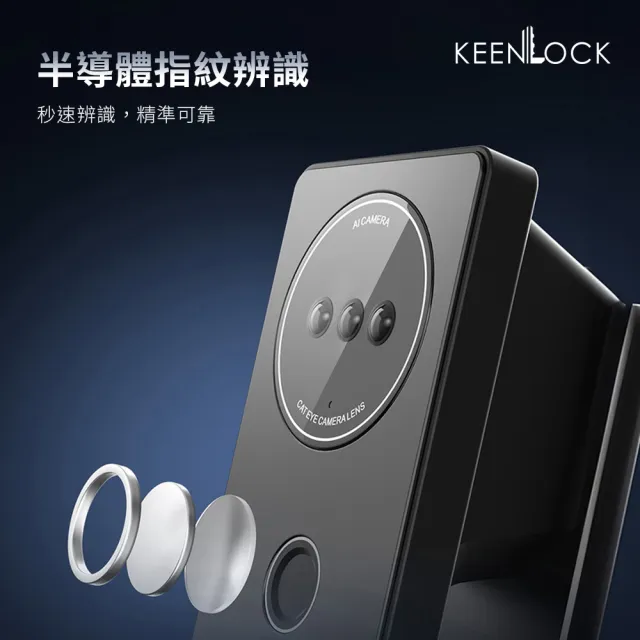 【KeenLock】KL-AP300 六合一推拉式智能門鎖/電子鎖(人臉│指紋│卡片│密碼│鑰匙│APP)
