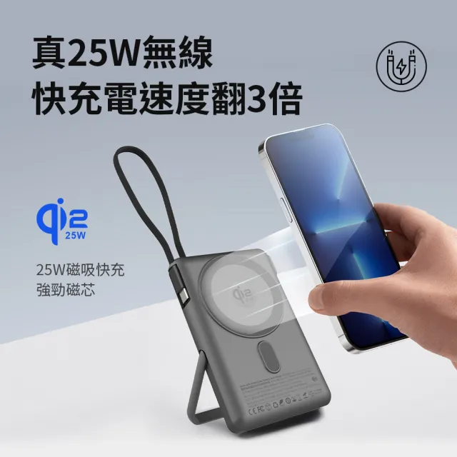 【mimax 米覓】mag pro Max 10000mAh 25W 單孔輸出 固態電池磁吸無線充行動電源(Magsafe Qi2.2)