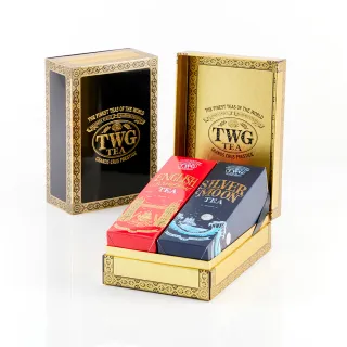 【TWG Tea】時尚茶罐雙入禮盒組 英式早餐茶100g+銀月綠茶100g(紅茶+綠茶)