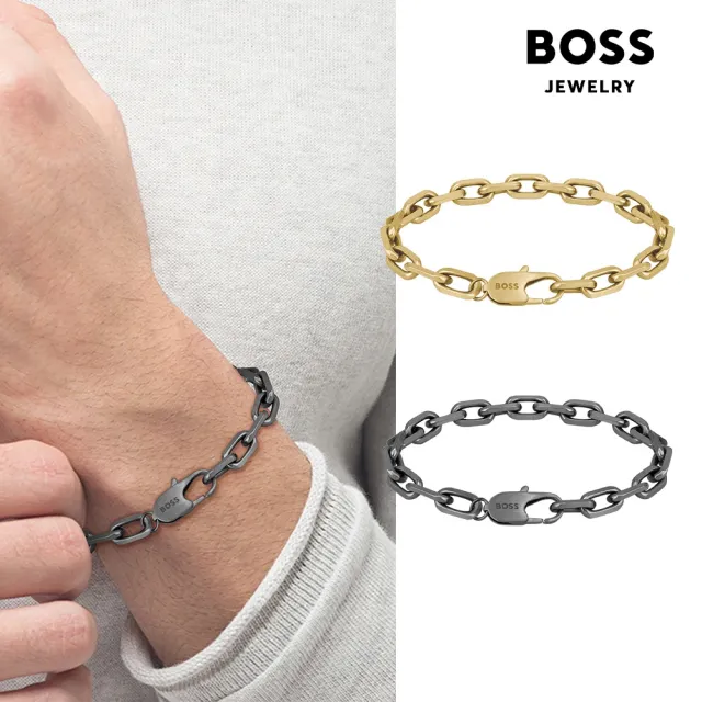 【BOSS】Kane系列 不鏽鋼鍊環手鍊(2色可選)