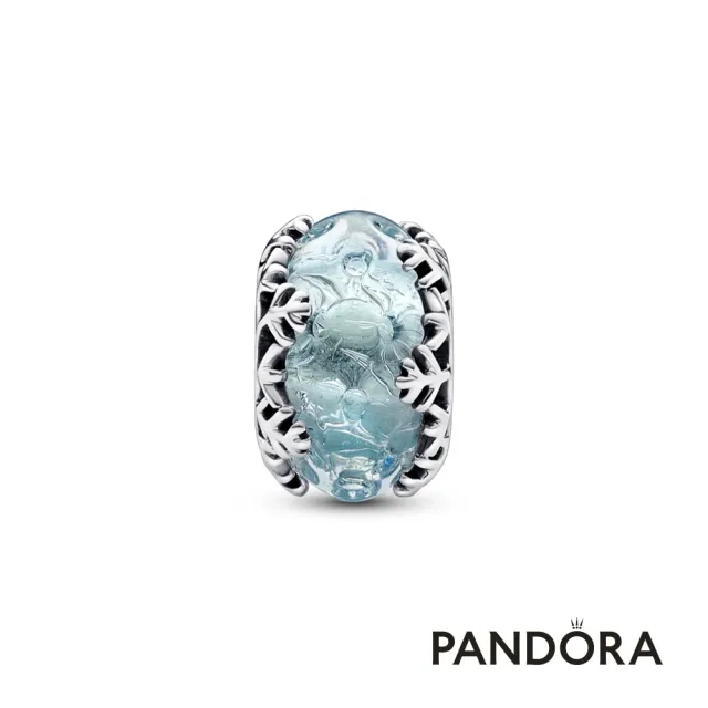 【Pandora 潘多拉】冬日藍光雪花 Murano 琉璃串飾