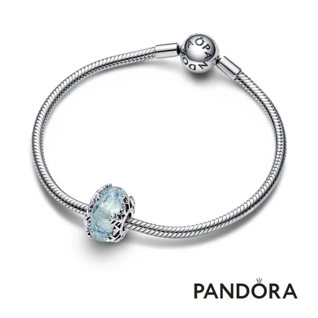 【Pandora 潘多拉】冬日藍光雪花 Murano 琉璃串飾