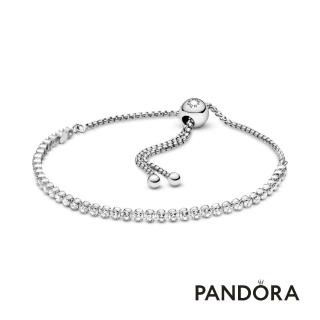 【Pandora 潘多拉】璀璨寶石滑釦手鏈-925銀