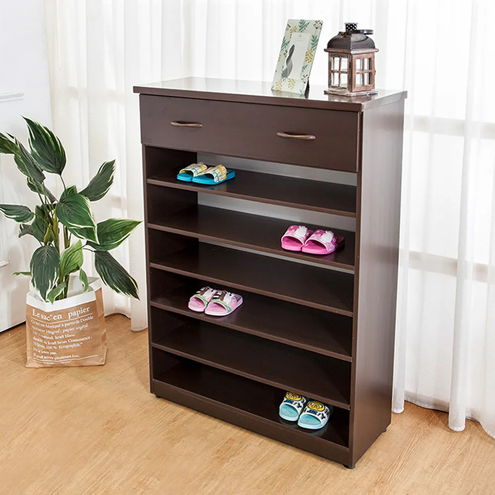 【BODEN】防潮防蛀 防水塑鋼2.8尺單抽開放式鞋櫃(胡桃)