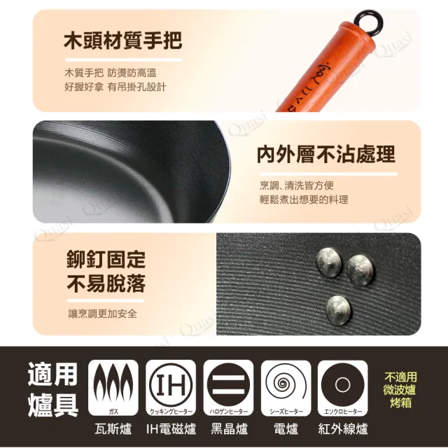 【Quasi】日式佐佐味碳鋼不沾鍋兩件組-玉子燒鍋+平底鍋20cm(適用電磁爐)