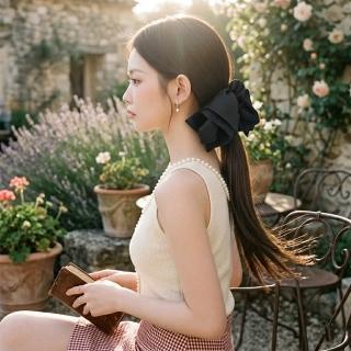 【HaNA 梨花】韓系爆款一夾氣質立即UP！法式蝴蝶結假髮馬尾夾 模擬低馬尾假髮抓夾