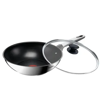 【Tefal 特福】精銳系列28cm不沾鍋炒鍋+玻璃蓋(不挑爐具、IH爐可用鍋)