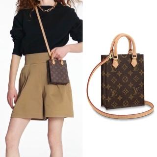 【Louis Vuitton 路易威登】M69442 PETIT SAC PLAT 迷你手提斜背包(印花棕)