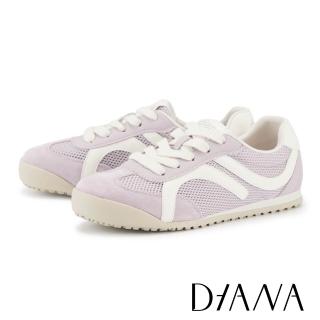 【DIANA】舒適造型線條異材質綁帶休閒鞋 紫色