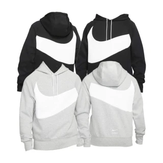 【NIKE 耐吉】Nike Swoosh Pullover Hoodie 帽T 大勾 黑/灰 DD8223